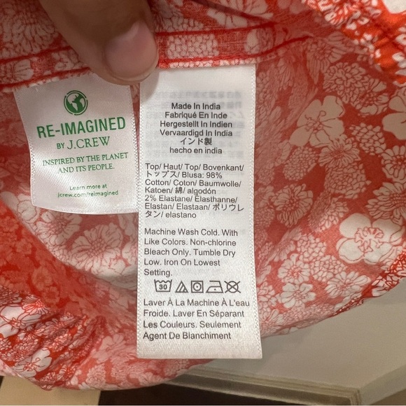 J. Crew Re-Imagined Short Sleeve Button Down Orange & White Floral Print XL - Picture 4 of 7